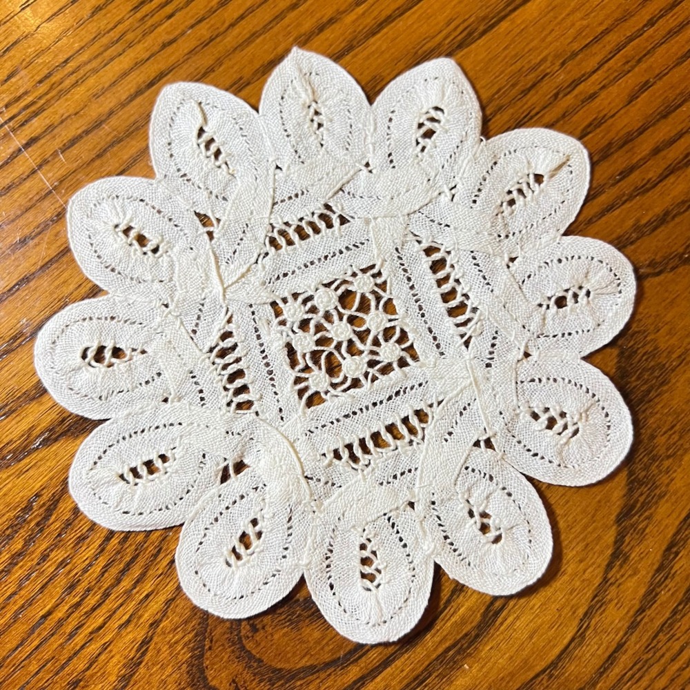 Belgian Lace Doily 6" Vintage Floral Coquette Grandmacore Cottage Coaster Decor